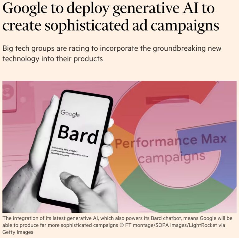 Google utilizzerà l'AI generativa per le campagne pubblicitarie