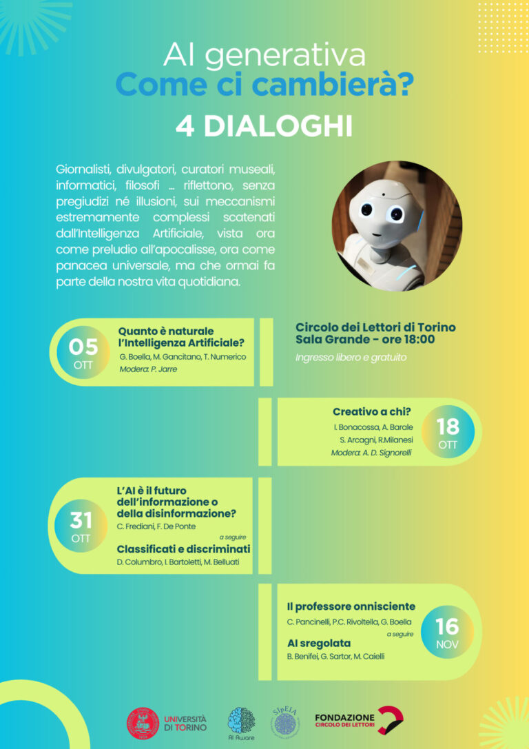 AI GENERATIVA: COME CI CAMBIERÀ? | Ciclo di dialoghi al Circolo dei lettori di Torino - 5, 18, 31 ottobre - 16 novembre
