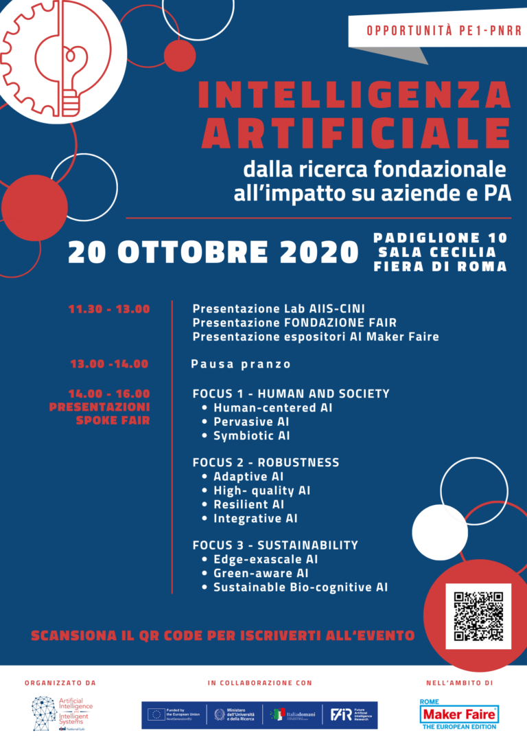Evento 20 ottobre 2023 | Intelligenza Artificiale: dalla ricerca fondazionale all’impatto su aziende e PA