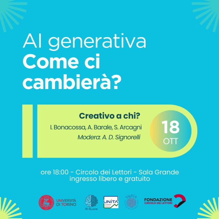 CREATIVO A CHI? 18 ottobre ore 18, Circolo dei lettori di Torino