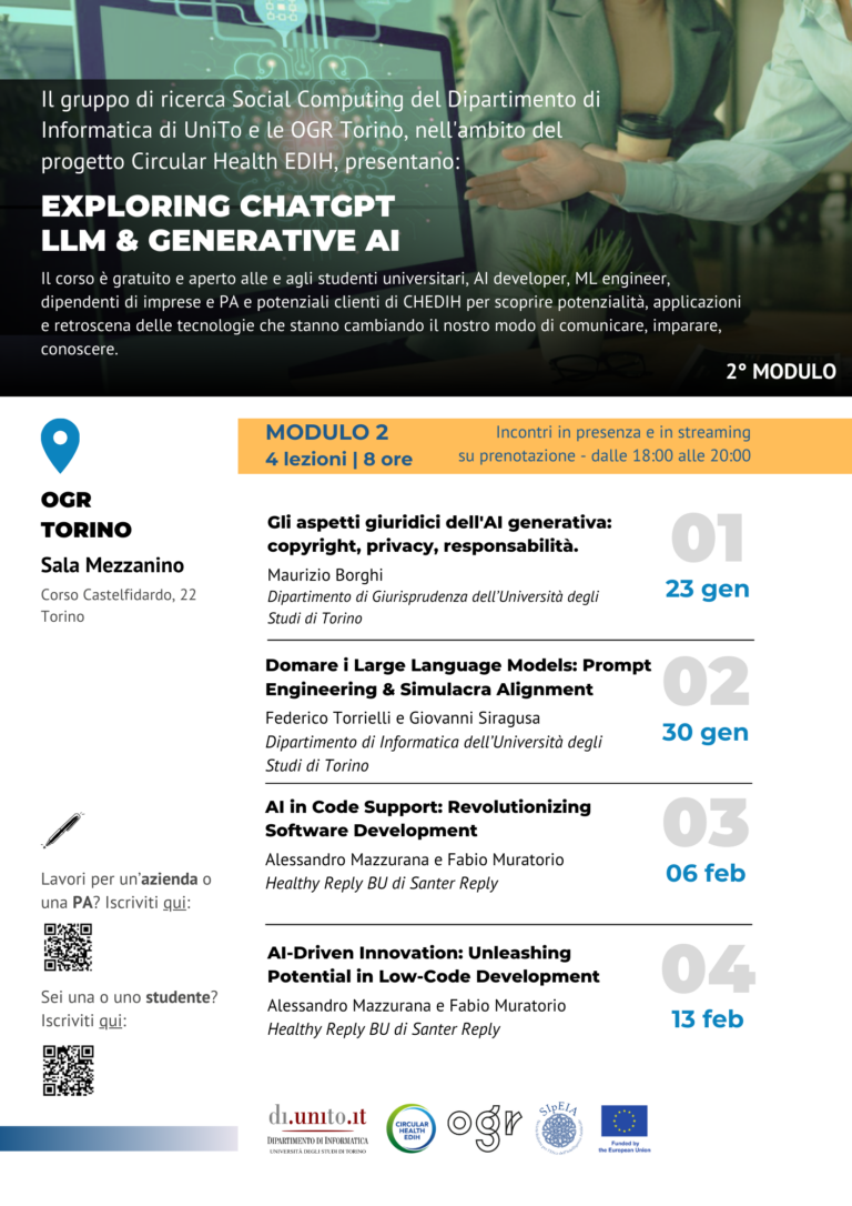 Registrazione della quarta lezione EXPLORING CHATGPT, LLM & GENERATIVE AI – Modulo 2: “AI-Driven Innovation: Unleashing Potential in Low-Code Development” 13 febbraio ore 18:00