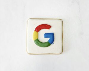 Immagine del logo dell'app di google in terra cotta.