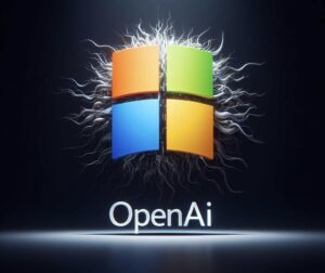 Logo di Microsoft con sotto scritta OpenAI.