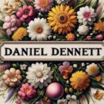 Immagini di fiori colorati con in mezzo la scritta DANIEL DENNETT. Immagine generata tramite DALL-E 3.